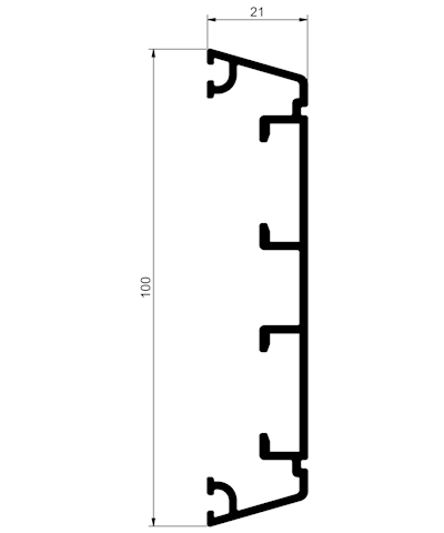 AWP 101 Mullion 100 mm 2 layer - 6000 mm