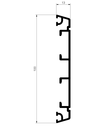 AWP 102 Mullion 100 mm 3 layer - 6000 mm